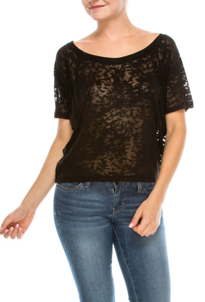 Picture of BURNOUT SCOOP NECK CROPPED TOP