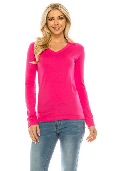 Picture of V-Neck Long Sleeve Tees - SOLID COLOR (S-M-L)