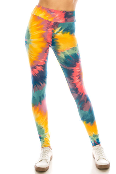 Picture of 3" High Waistband Yoga Pants - TIE DYE PRINT / ONE SIZE