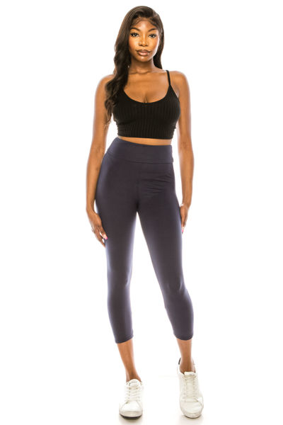Picture of 3" High Waistband CAPRI Yoga Pants - SOLID COLOR / ONE SIZE