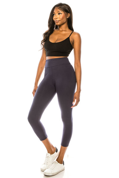 Picture of 3" High Waistband CAPRI Yoga Pants - SOLID COLOR / ONE SIZE